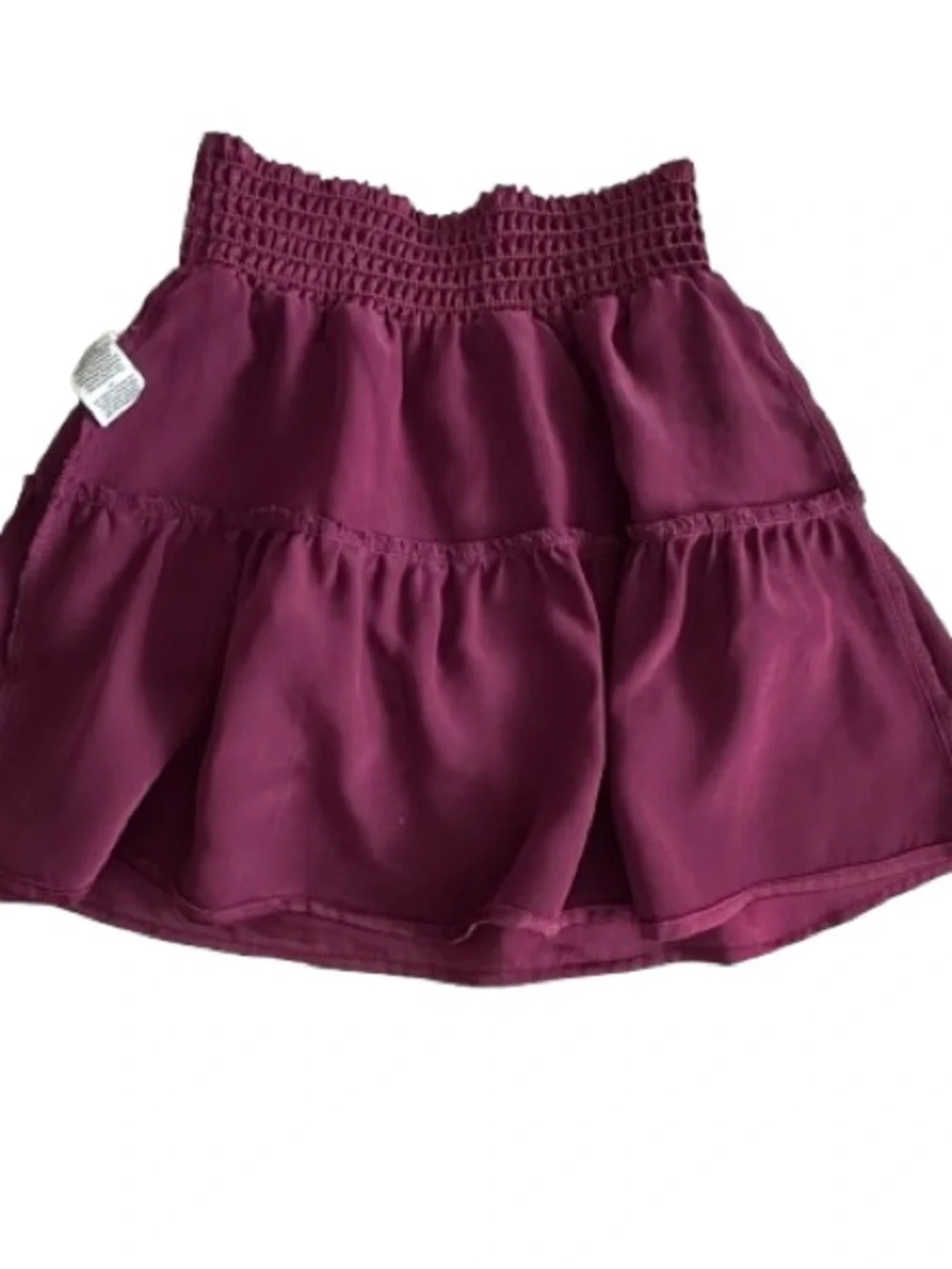 wonder nation Girl's M(6-7) Plum Burgundy Tiered Satin Skater Ruffled Skirt